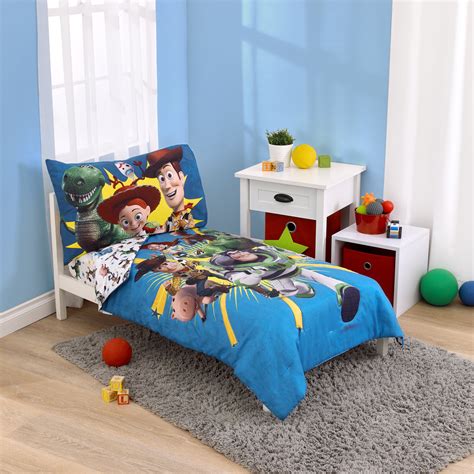 Disney Toy Story Toddler Bedding Set Taking Action 4 Pieces Blue