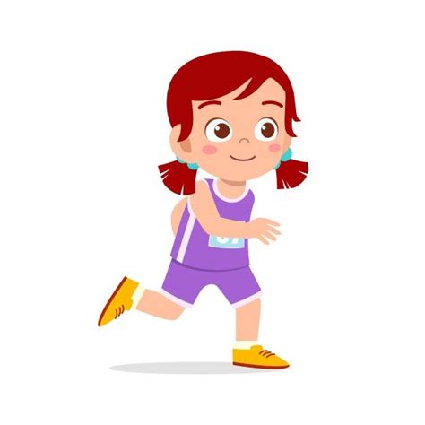 Niño Feliz Niña Tren Correr Maratón Trot Premium Vector Freepik