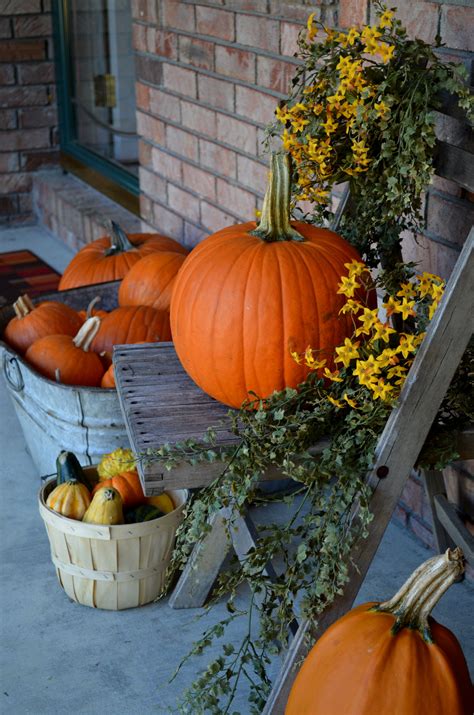 Country Fall Pumpkin Porch Decorating Rustic Cottage Farmhouse Porch Decor Fall Outdoor