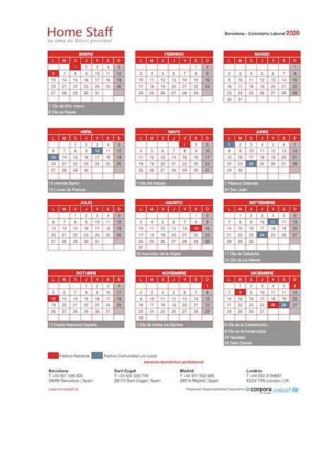 Consulta el calendario laboral de barcelona de con los días festivos de 2021. CALENDARIO LABORAL BARCELONA