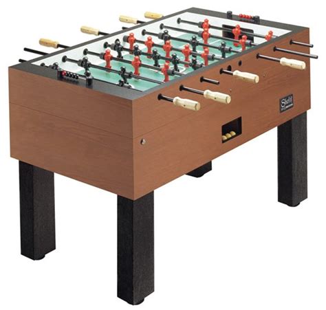 The average dimensions of a foosball table are 56(l) x 28.75(w) x 34.5(h) inches.the tableweighs about 360 pounds. Pro Foos III Foosball Table By Shelti / Gold Standard ...