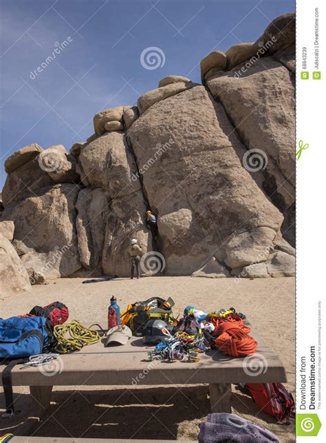 Rock Climbing At Joshua Tree National Park Editorial Stock Image