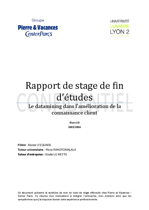 Exemple De Rapport De Stage Master Le Meilleur Exemple