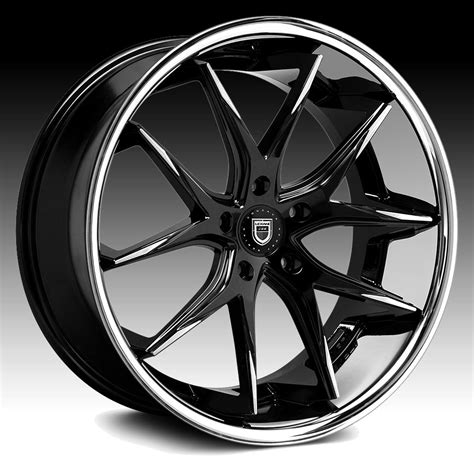Lexani R Twelve Black Machined Tip Chrome Lip Custom Wheels Rims
