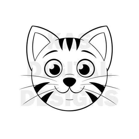 Cute Tabby Cat Face Svg Png  Dxf Cut File Original Etsy