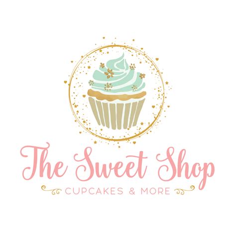 Golden Cupcake Premade Logo Design Customized With Your Business Name