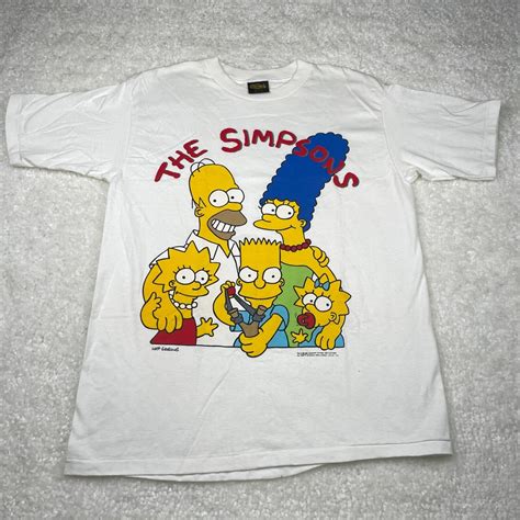 The Simpsons T Shirt Mens Large White Vintage Big Graphic Tee Usa