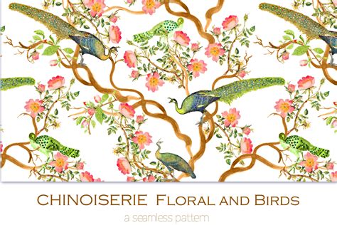 Chinoiserie Floral And Birds Graphic Patterns ~ Creative Market
