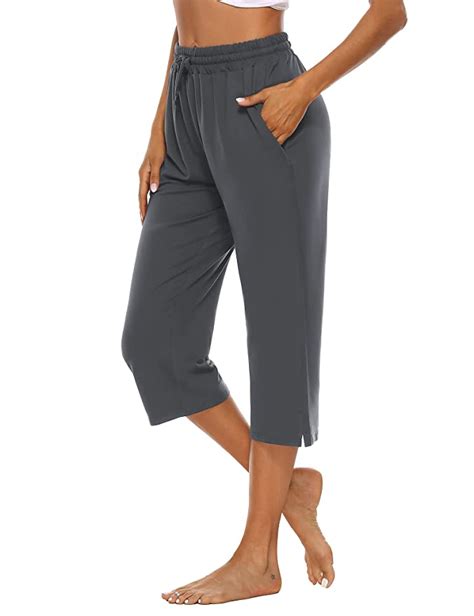 buy oyanus womens capri pants wide leg loose comfy drawstring lounge pants yoga workout capris
