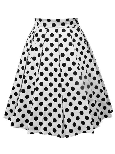 1950s Polka Dots High Wasit Pleated Swing Skirt Jolly Vintage