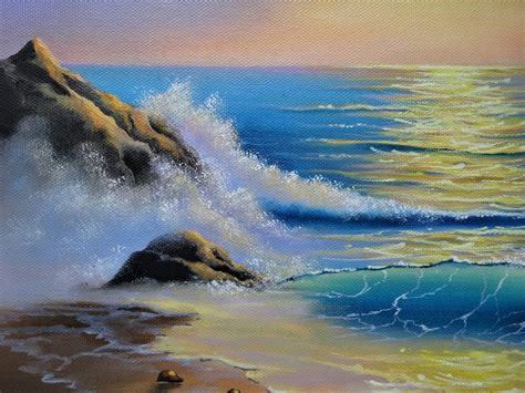 Oil Painting Seascape Ocean Sunset Ocean Wave Original Art Etsy
