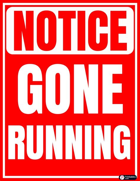 20printable No Running Sign Download Free Pdfs