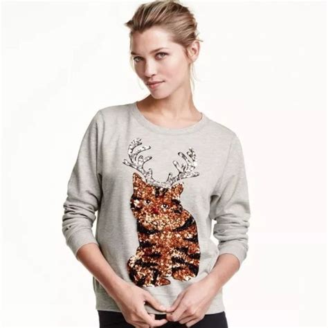 Handm Sequin Cat Sweater Small Nwt Sweaters Cat Sweaters Long Sleeve