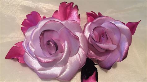 diy satin ribbon rose flower fiori