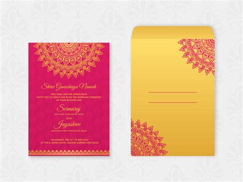 Hindu Wedding Card Template Vector Art Icons And Graphics For Free
