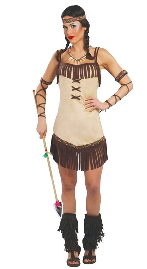 Ladies Womens Native Red Indian Squaw Pocahontas Costume Outfit Papootz
