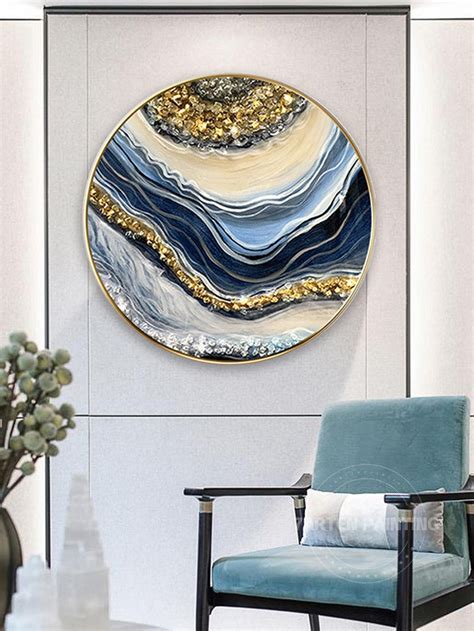 Framed Round Wall Art Seascape Abstract Epoxy Resin Geode Etsy