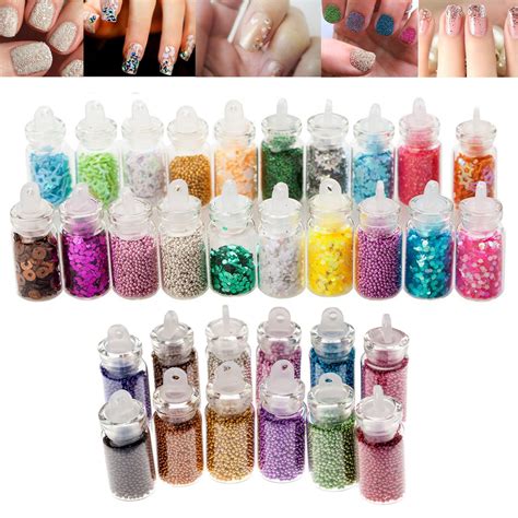 Professional Nail Art Set Of Glitters Caviar Beads Mini Pearls And