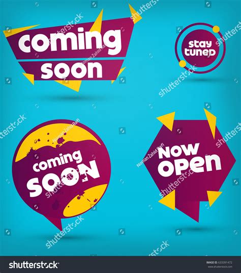 Coming Soon Stay Tuned Labels Creative Stock Vector Royalty Free