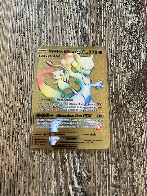 Mavin Rainbow Mewtwoandmew Gx Gold Metal Mewtwoandmew Pokemon Card
