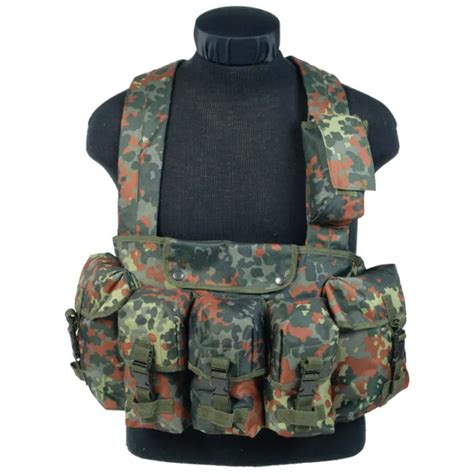 Mil Tec Tactical Chest Rig Carry Vest Molle Webbing Army Carrier Flecktarn Camo 6595 Picclick