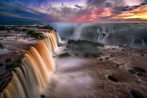 Iguazu Falls At Sunset Landscape And Travel Photography