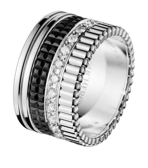 White Gold Quatre Black Edition Large Ring