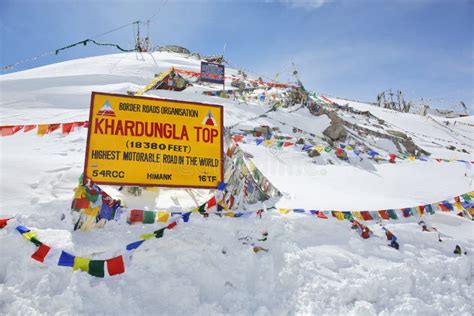 Khardung La Pass One Of The Highest Motorable Roads Editorial Stock