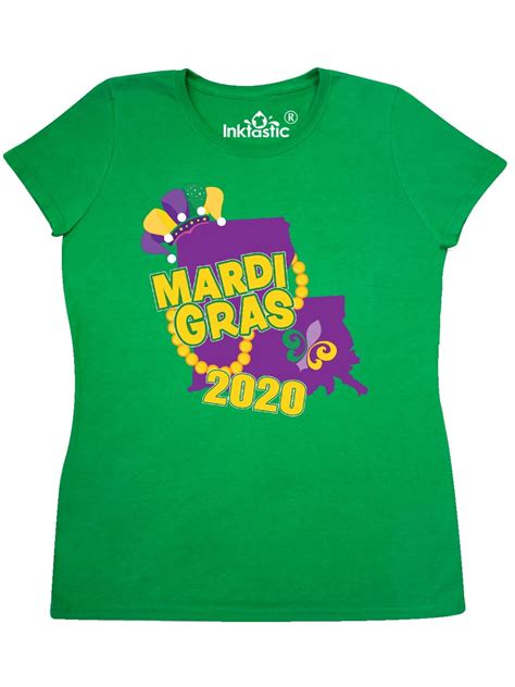 Inktastic Mardi Gras 2020 With Louisiana Silhouette Womens T Shirt