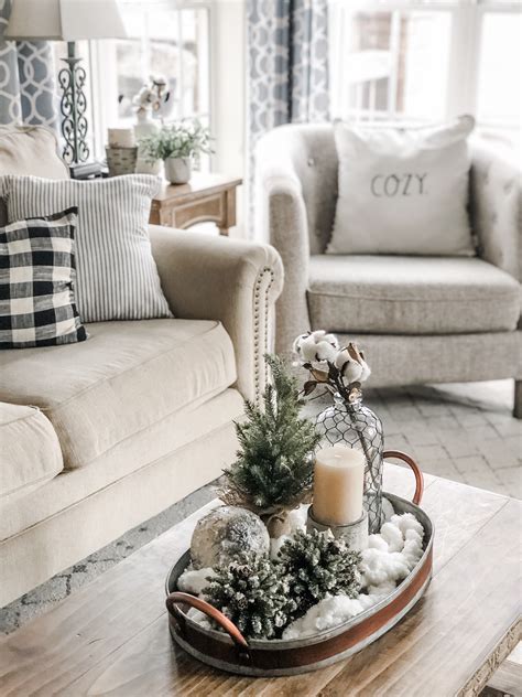 Cozy Winter Living Room Decor With Winter Tray Vignette Wilshire