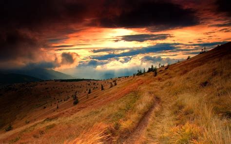 Nature Landscapes Mountains Hills Grass Hdr Trees Sky