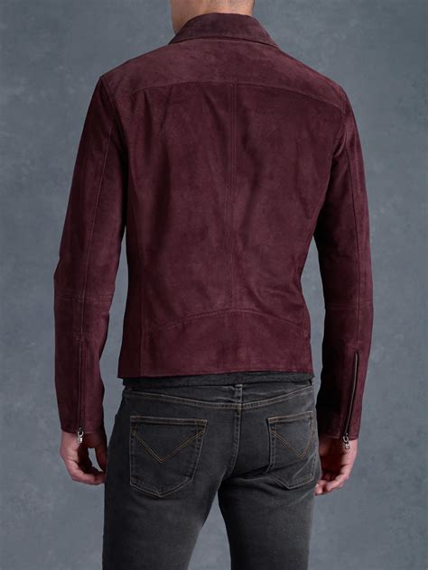 John varvatos suede motorcycle jacket in purple for men