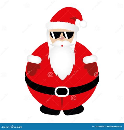 Fat Hipster Santa Claus In Red Clothes With Cool Sunglasses Stock