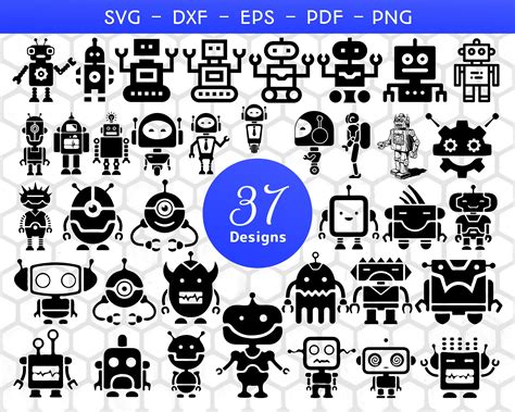 37 Robot Svg Cut Files Robot Svg Bundle Robot Dxf Robots Etsy