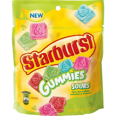 Pricecasestarburst 27608 Starburst Sours Gummies Stand Up Bag 8oz 8