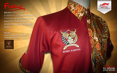 Desain batik, desain batik modern, desain batik macam2 corak, design batik 32 model kemeja batik pria 2018 desain modern banyak di via www.terbaru9.info. Model Baju Batik Kantor Dinas Pajak, Sorong Papua