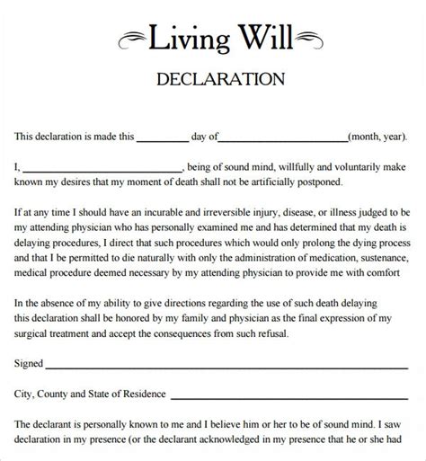 Free 8 Sample Living Wills In Pdf Living Will Forms Free Printable