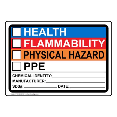 Hazmat Chemical Sign Health Flammability Physical Hazard Ppe Chemical