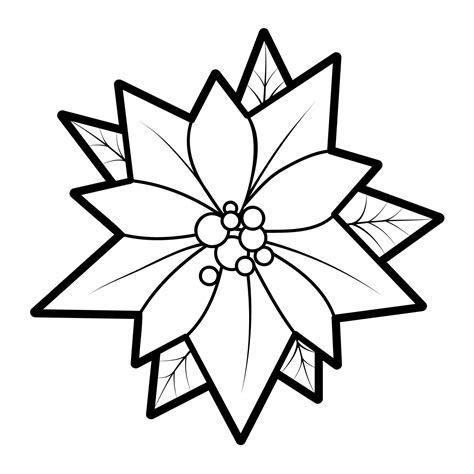 Christmas Coloring Book Or Page Poinsettia Black And White Vector