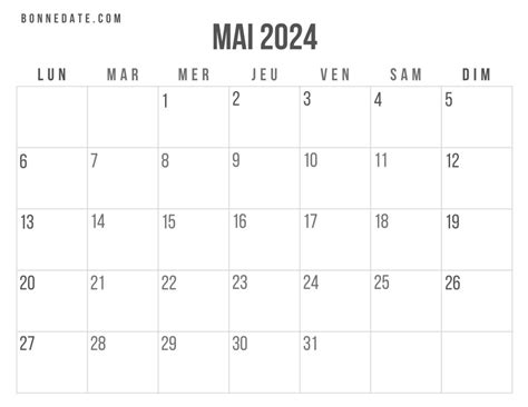 Calendrier Mai Gratuit Et Facile Imprimer