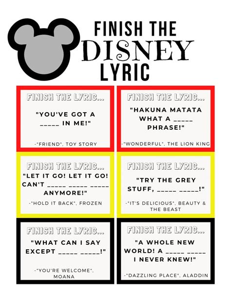 Finish The Lyrics Game Disney Edition Marcie And The Mouse Finish