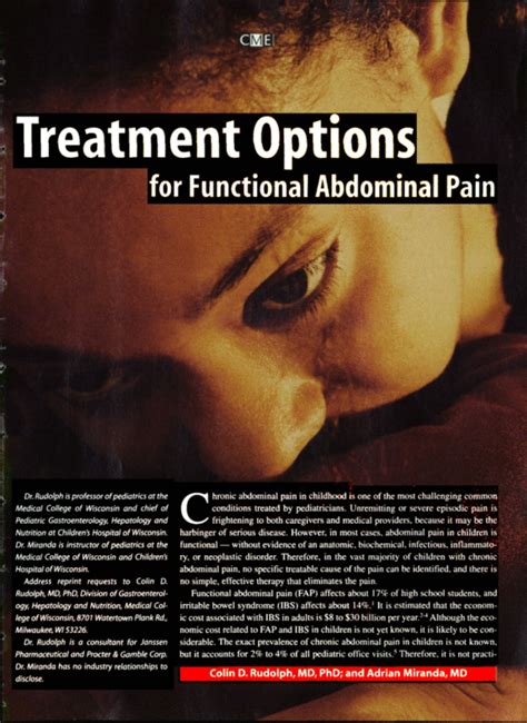 Treatment Options For Functional Abdominal Pain Pediatric Annals