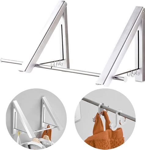 Retractable Wall Mounted Clothes Hanger Folding Closet Rods Aluminum
