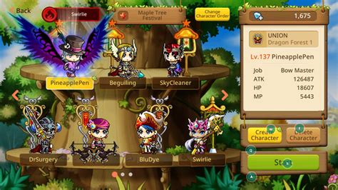 Selling Maplestory M Account Rank 64 Lvl 137 Bow Master 250mil Meso