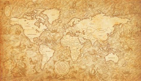 Viejo Mapa Del Mundo Sobre Un Viejo Fondo Pergamino Estilo Vintage