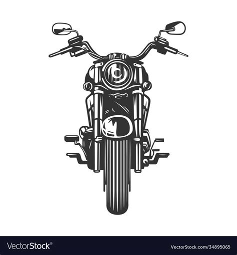 Chopper Motorcycle Front View Isolated On White Vector Image