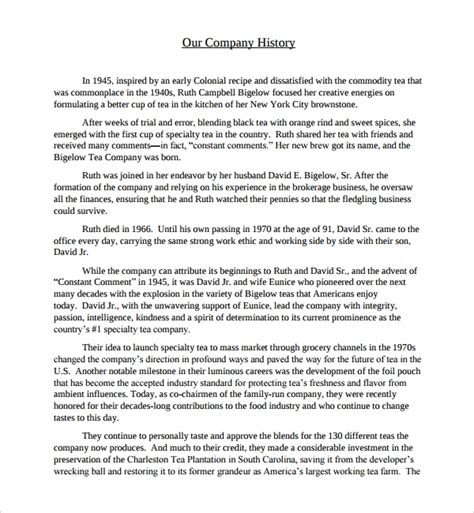 8 Company History Templates Sample Templates