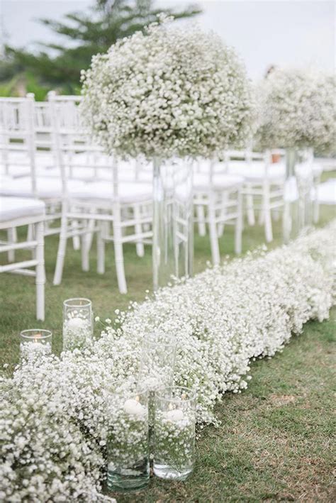 Elegant All Baby’s Breath Wedding #weddingflowers | Wedding aisle
