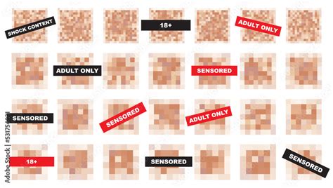 Vecteur Stock Nude Skin Censor Pixel Blur Icons Censorship Mosaic