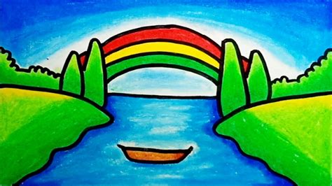 How To Draw Rainbow Scenery With Colour Pencils Drawing Rainbow